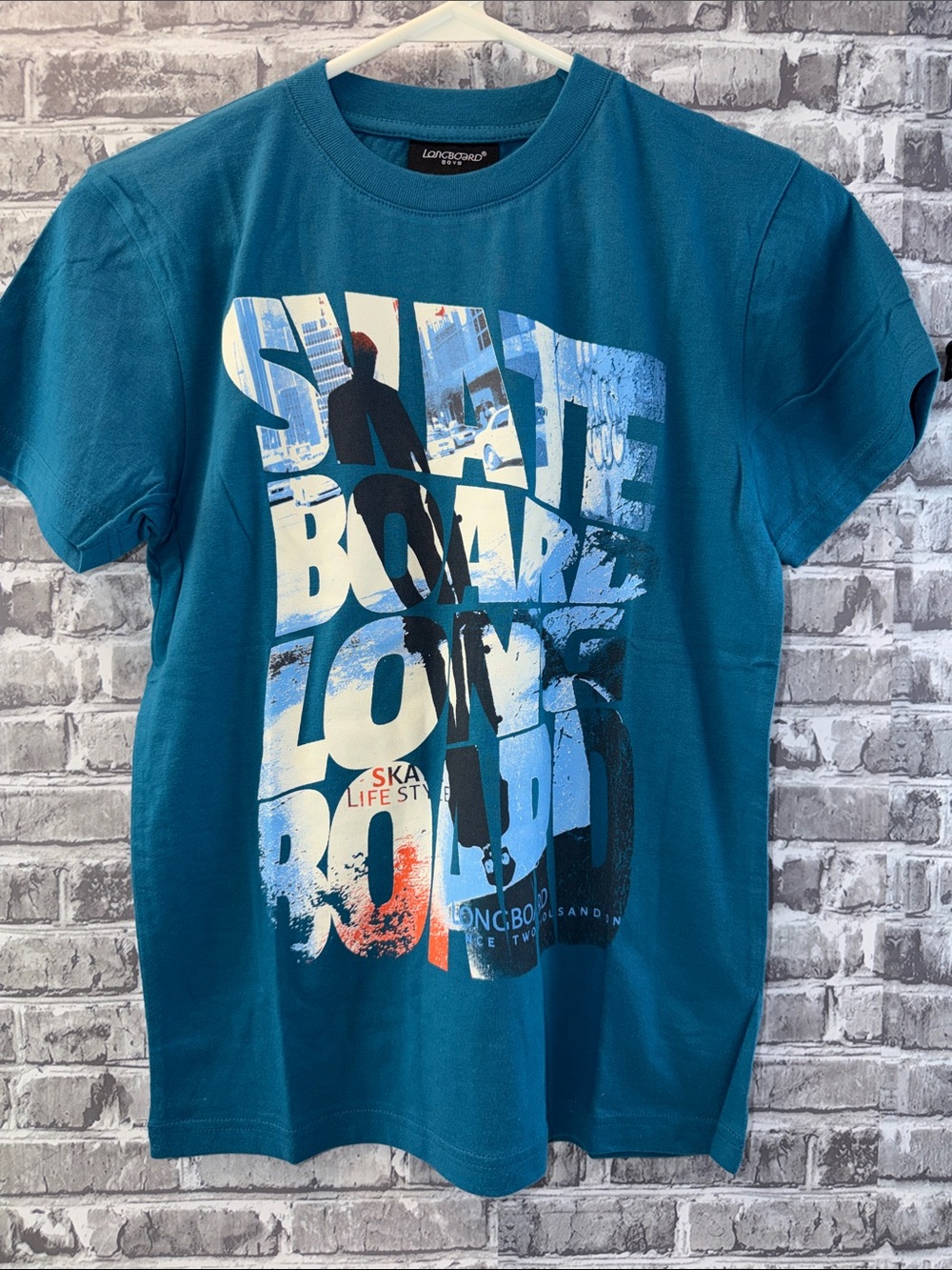 Longboard Teal Graphic Skateboard Tee